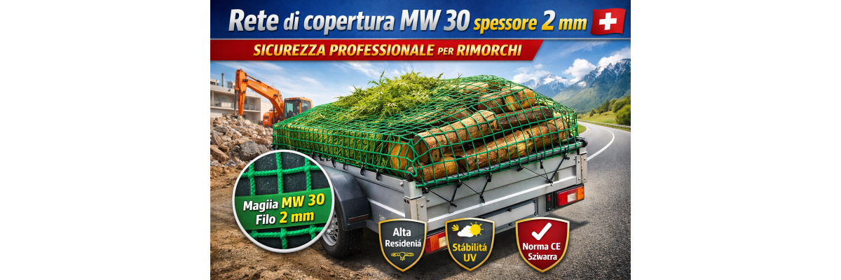 Rete di copertura MW 30 spessore 2 mm – Sicurezza professionale per rimorchi in Svizzera - Rete di copertura MW 30 spessore 2 mm | Rete per rimorchi in Svizzera | Afatek