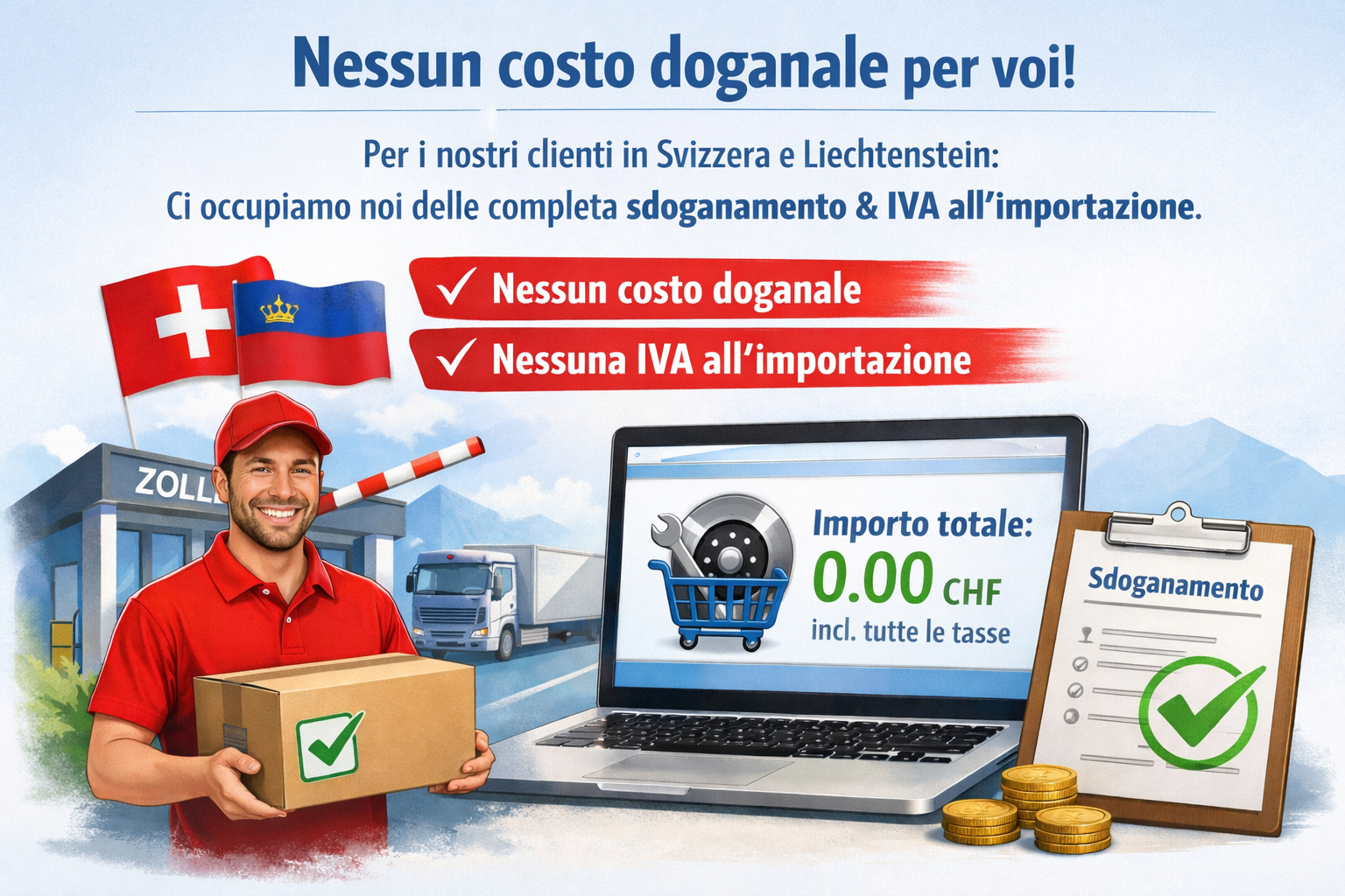 Nessun dazio doganale aggiuntivo per Svizzera e Liechtenstein
