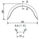 De Haan - parafango per veicoli monoasse HR 1556, H 1509/12, L 150 / S 560 mm